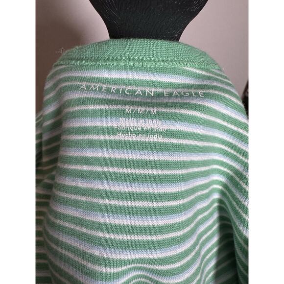 American Eagle Medium Green White Striped Cami Mini Dress Summer Preppy Travel - Picture 3 of 6